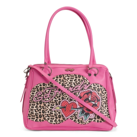 Ed Hardy Handbags - Ed Hardy Pink Leopard Print Tote Bag